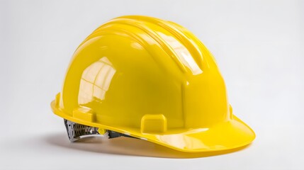 Fototapeta premium Bright Yellow Hard Hat Safety Equipment Isolated on White Background.