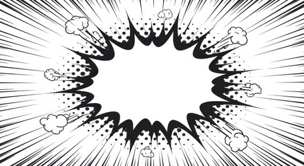 Comic Style Explosion Bubble: A dynamic illustration captures the essence of a powerful burst, with a central speech bubble ready for your message.