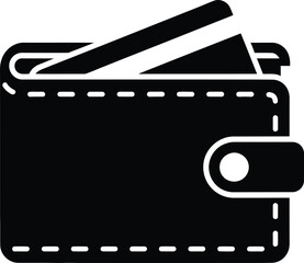 Fototapeta premium Vector black wallet icon with money