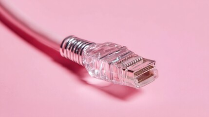 network cable ethernet close up on a pink isolated background