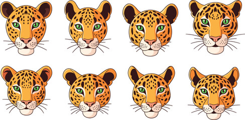 Leopard and cheetah big cat faces vector collection, wild feline animal head illustrations for wildlife mascot, safari logo and nature design © EdGe Creative