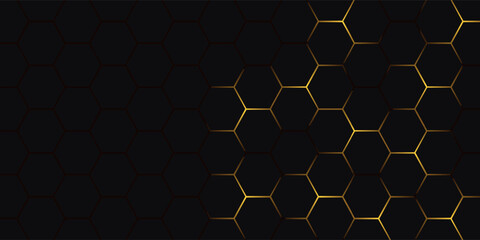 Golden hexagon structure blending technology and elegance. Luxurious honeycomb design. Abstract hexagonal with glowing nodes. Elegant honeycomb pattern featuring luminous points and highend themes © faster
