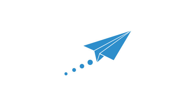 Blue Paper Airplane in Flight.