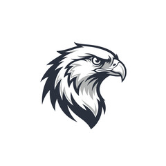 Obraz premium Monochrome stylized head of an eagle with sharp features and intense gaze, perfect for a logo or mascot design.