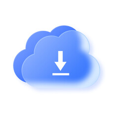 Obraz premium blue cloud icon with download symbol