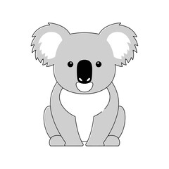 Fototapeta premium Cartoon koala bear sitting upright against white background