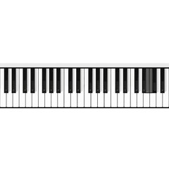 Fototapeta premium Close up of a musical piano keyboard on a white background minimalist