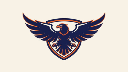 Obraz premium Eagle emblem illustration with spread wings on a shield for sports and teams