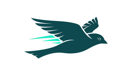 Obraz premium Stylized bird in flight design with teal accents and clean white background