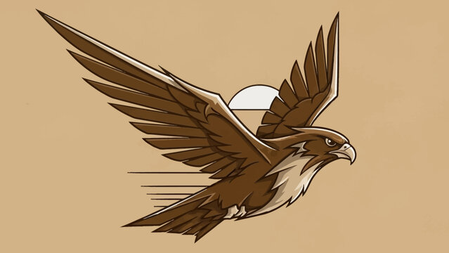Soaring falcon illustration against a neutral background depicting flight freedom