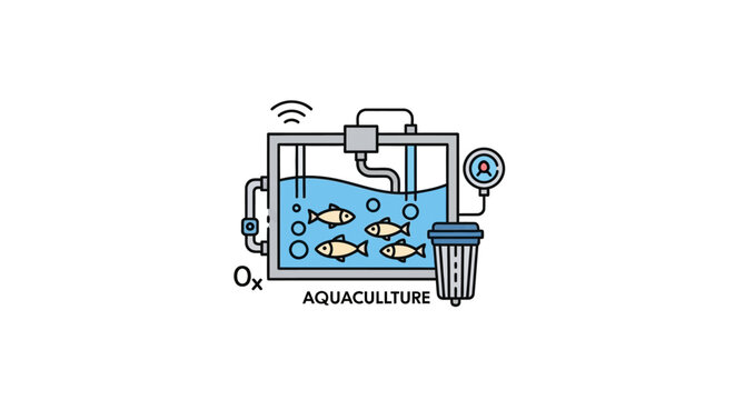 Fish Aquaculture Tank System Illustration.