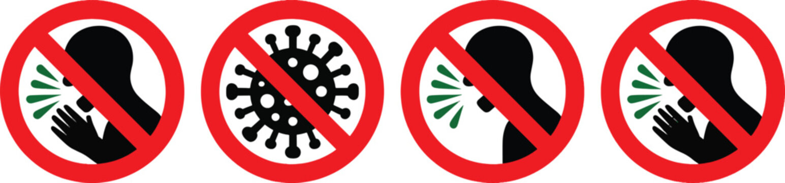 Coronavirus COVID19 prevention signs no coughing sneezing spraying germs