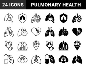 Obraz premium Pulmonary health icons merging human lung anatomy with medical diagnostic symbols such as stethoscope DNA helix and magnifying glass for clinical analysis
