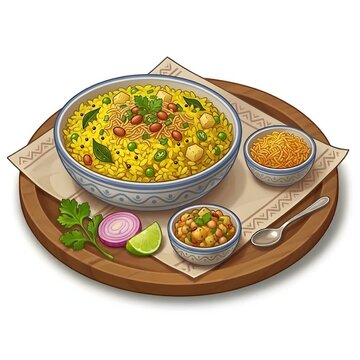 Healthy Indore special Poha with peanuts and lemon