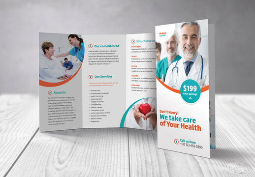 Medical Care Business Trifold Flyer Template