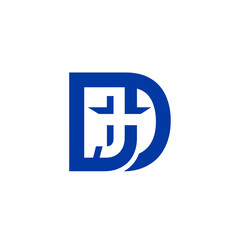 Obraz premium Abstract blue logo design with stylized letters on white background