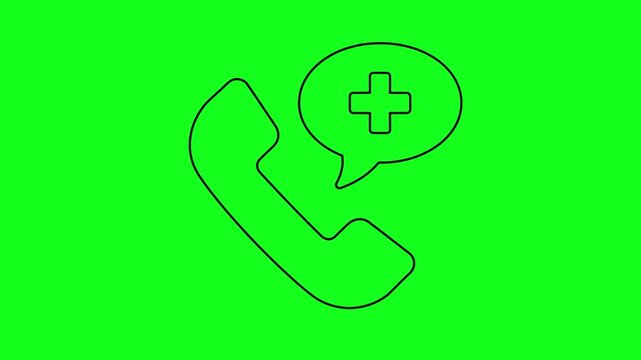 Emergency Medical Service Phone Icon Loop Animation on Transparent Background