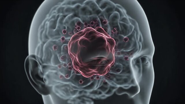 Detailed CGI of a Human Brain with Visible Neural Activity and Viral Infection Spread Illustrating Neurological Processes and Pathological Mechanisms for Educational and Research Presentations