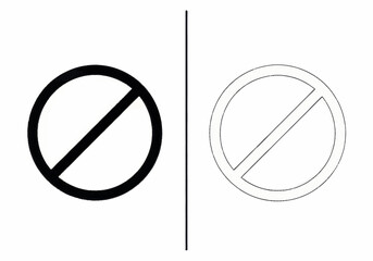 A graphic illustration shows a forbidden sign in both black and white.