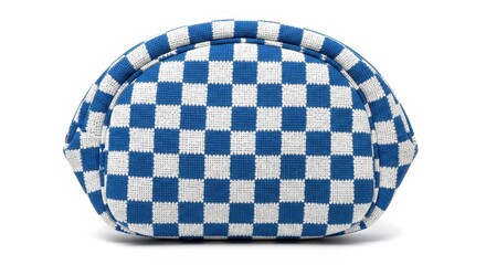 Blue and white checkered coin purse
