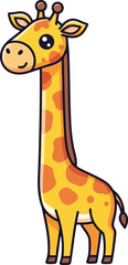 Obraz premium Cute cartoon giraffe with orange spots and big eyes Black outline coloring book