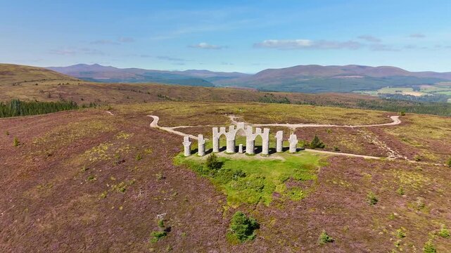 The Iconic Stone Arches of Fyrish Monument, A 18th Century Landmark on Fyrish Hill near Evanton, Scotland.