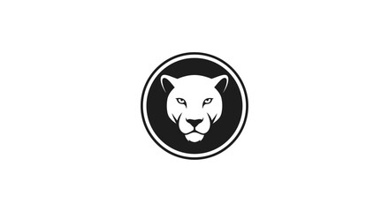 Obraz premium Panther head in black circle logo.