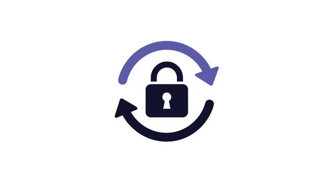 Padlock Icon with Rotation Arrows Symbol.