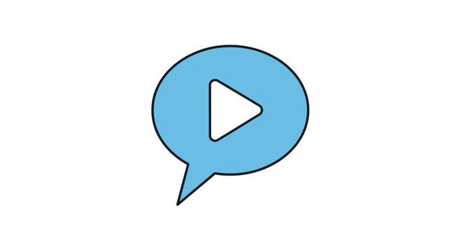 Play button in speech bubble icon.