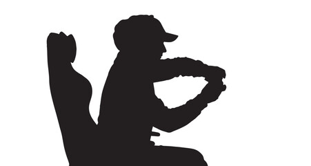 Gamer Silhouette vector illustration figure in a gaming chair, deeply engrossed in playing video games with a controller, showcasing the intense focus and immersive experience of mode. © MasterTech