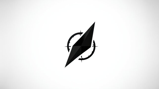 Black compass-rose emblem against a white backdrop, simple and minimal graphic design