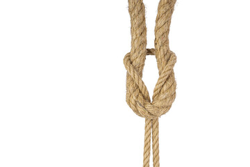 Stunningly Detailed Jute Rope Knot Crafted with Care, Isolated on White and Highlighting Natural Textures
