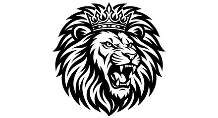 Obraz premium Aggressive African lion face illustration symbolizing strength power and dominance