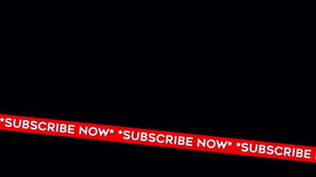 Red Subscribe Now Banner Scrolling on Transparent Background