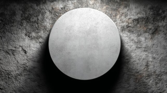 Blank Round Sign Board Attached to Surface with Dim Light