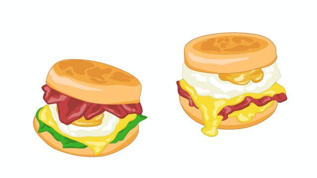 Bunch of english muffin cuisine cartoon illustration