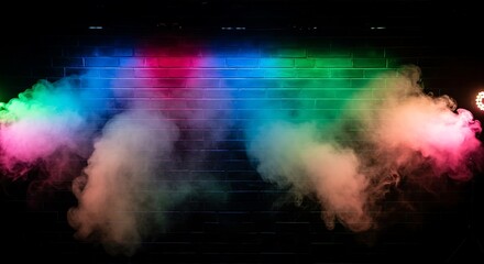 Naklejka premium Vibrant Colored Smoke Clouds on Black Background.