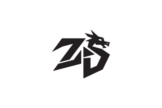 Dramatic dragon logo design zd monogram powerful mythical creature graphic symbol