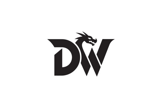 Dw dragon logo design striking silhouette fierce creature iconic brand mark graphic