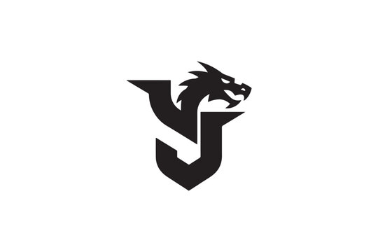 Dynamic black dragon symbol merged with modern bold lettermark for powerful branding
