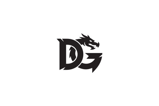 Dynamic dg logo featuring a fierce dragon head integrated into the typography