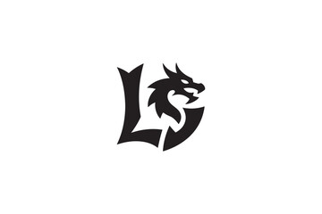 Fototapeta premium Dynamic dragon head design integrated into a stylized letter d logo mark