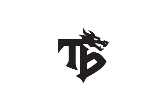 Dynamic dragon embodied within 'tb' monogram logo design