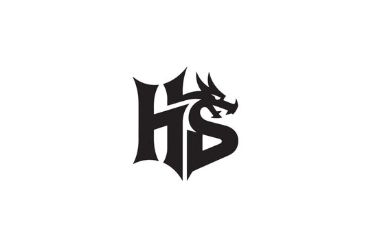Dynamic dragon head integrated with bold hb monogram logo design