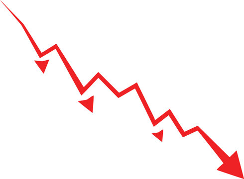 A downward zigzag line representing a decline or decreasing trend over time Vector
