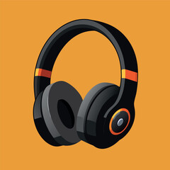 Naklejka premium Black modern headphones with soft ear cushions