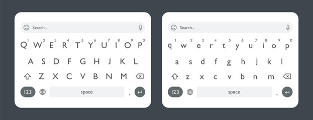 Latest Smartphone Qwerty Keyboard Layout in Upper and Lower Case Buttons. Vector illustration © Ankit