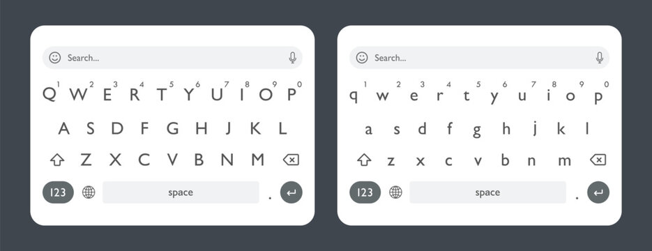 Latest Smartphone Qwerty Keyboard Layout in Upper and Lower Case Buttons. Vector illustration