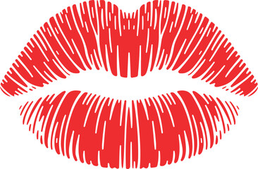 Fototapeta premium Red Female Lips Kiss Vector Icon Illustration