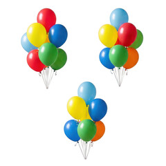 Colorful balloon clusters floating in a cheerful arrangement of vibrant colors